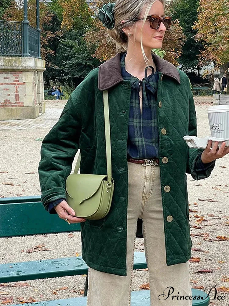 Green Patchwork Cotton Jacket