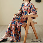 Green Red Cotton Linen Print Batwing Sleeve Retro Boho Dress