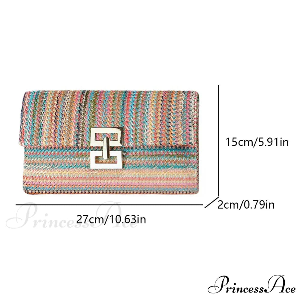 Green Woven Free-spirited Style Evening Clutch