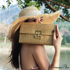 Green Woven Free-spirited Style Evening Clutch