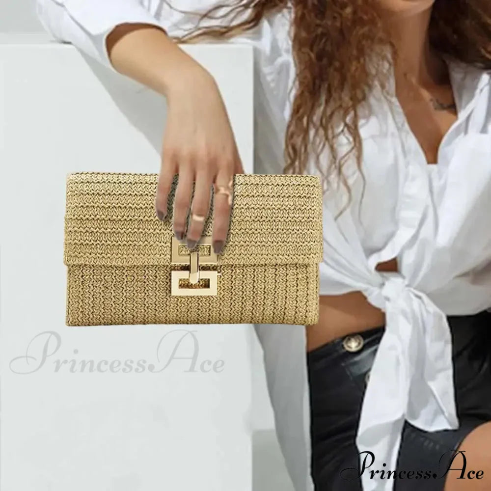 Green Woven Free-spirited Style Evening Clutch