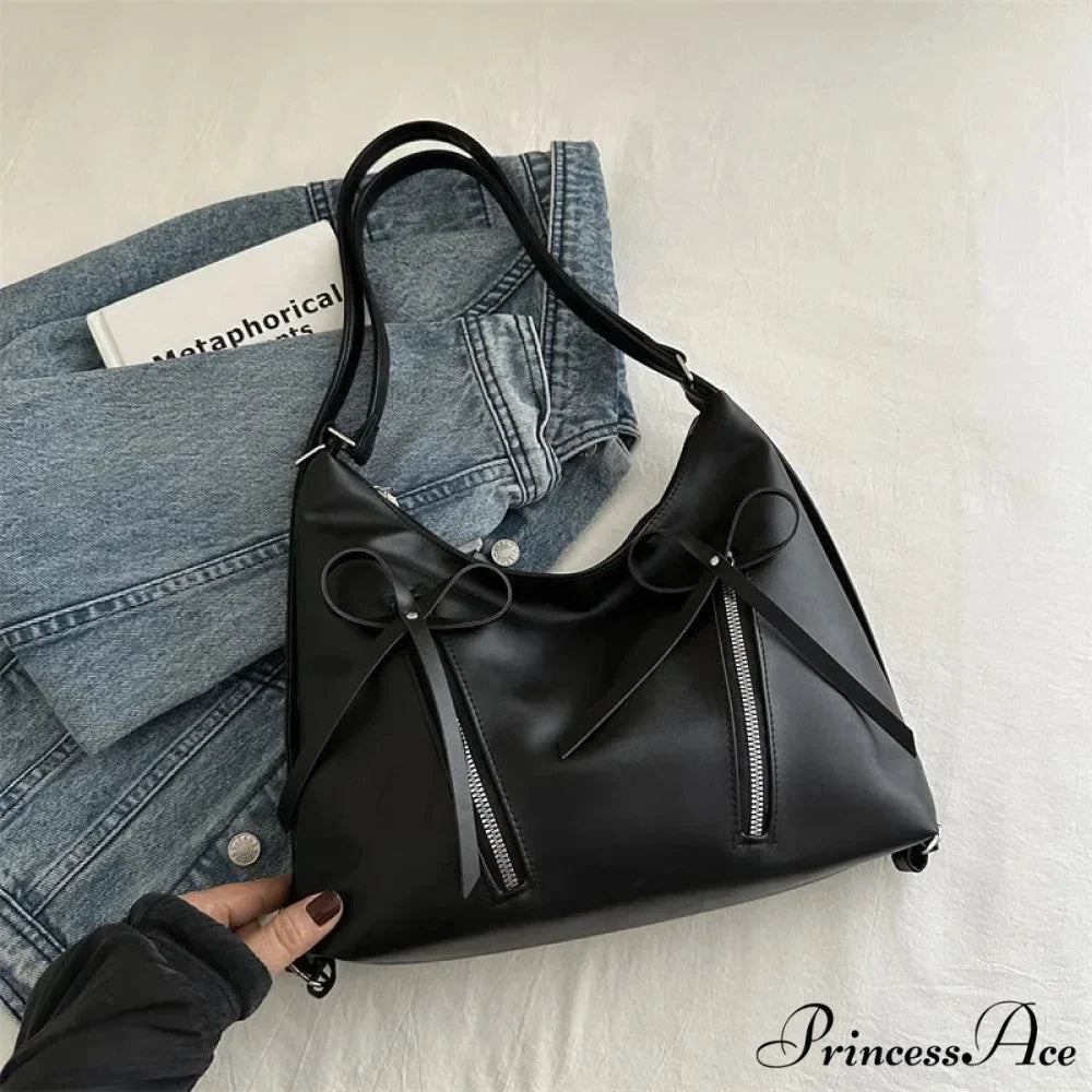 Grey Arch Synthetic Leather Shoulder Bag