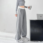Grey Banded Informal Sweatpants Trousers