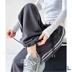 Grey Banded Informal Sweatpants Trousers