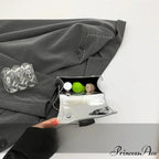 Grey Elegant Synthetic Leather Crossbody Purse