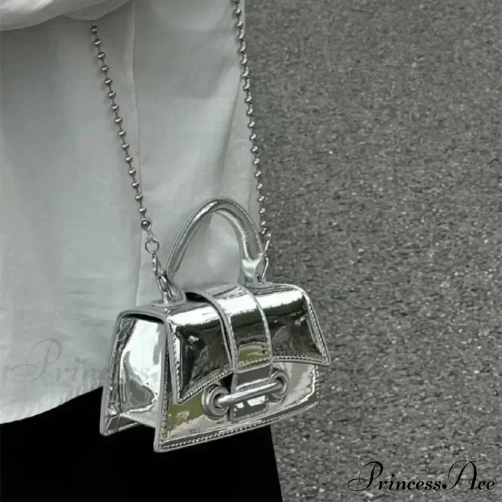 Grey Elegant Synthetic Leather Crossbody Purse