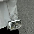 Grey Elegant Synthetic Leather Crossbody Purse