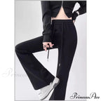 Grey Elevated Waist Flared Sweatpants Trousers