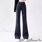 Grey Elevated Waist Flared Sweatpants Trousers