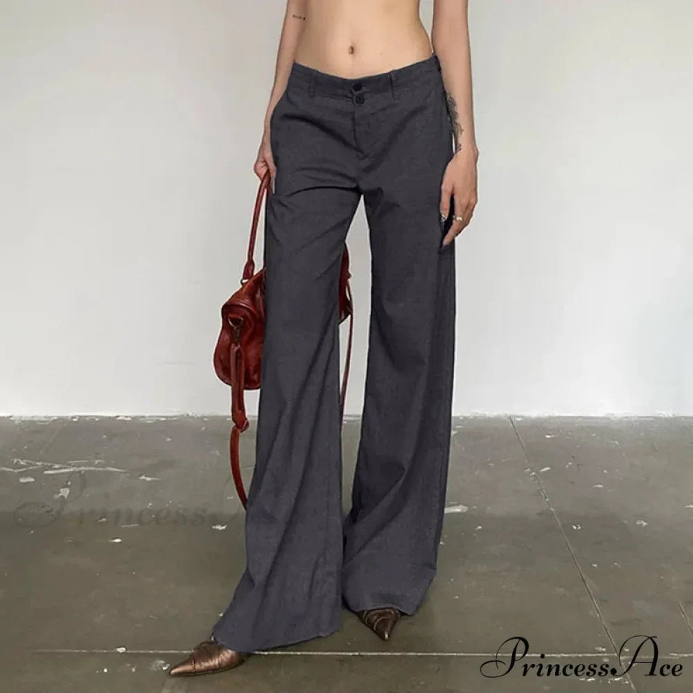 Grey Flared Palazzo Wide Leg Trousers