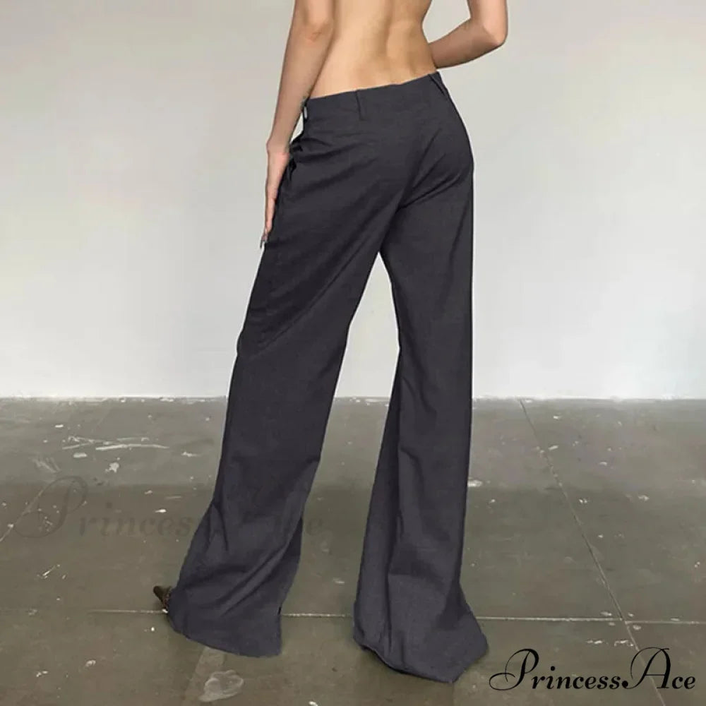 Grey Flared Palazzo Wide Leg Trousers