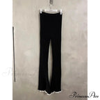 Grey Lace Flounce Women Informal Knit Trousers