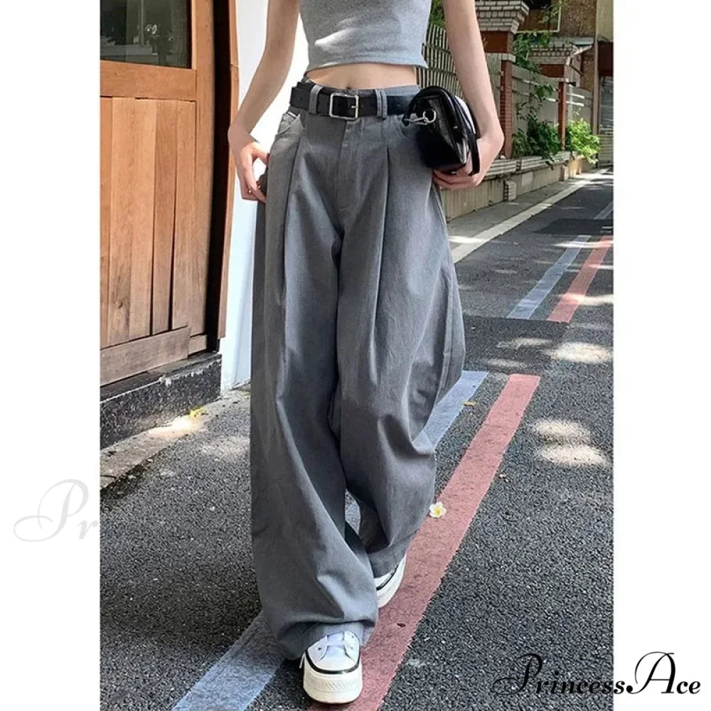 Grey Retro Women Suit Trousers