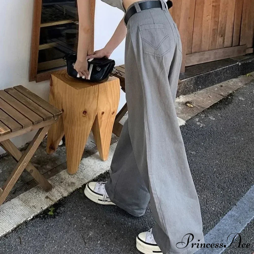 Grey Retro Women Suit Trousers