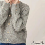 Grey Sophisticated Round-neck Button Cardigan