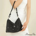 Grey Sparkling Rhinestone Underarm Evening Clutch Purse
