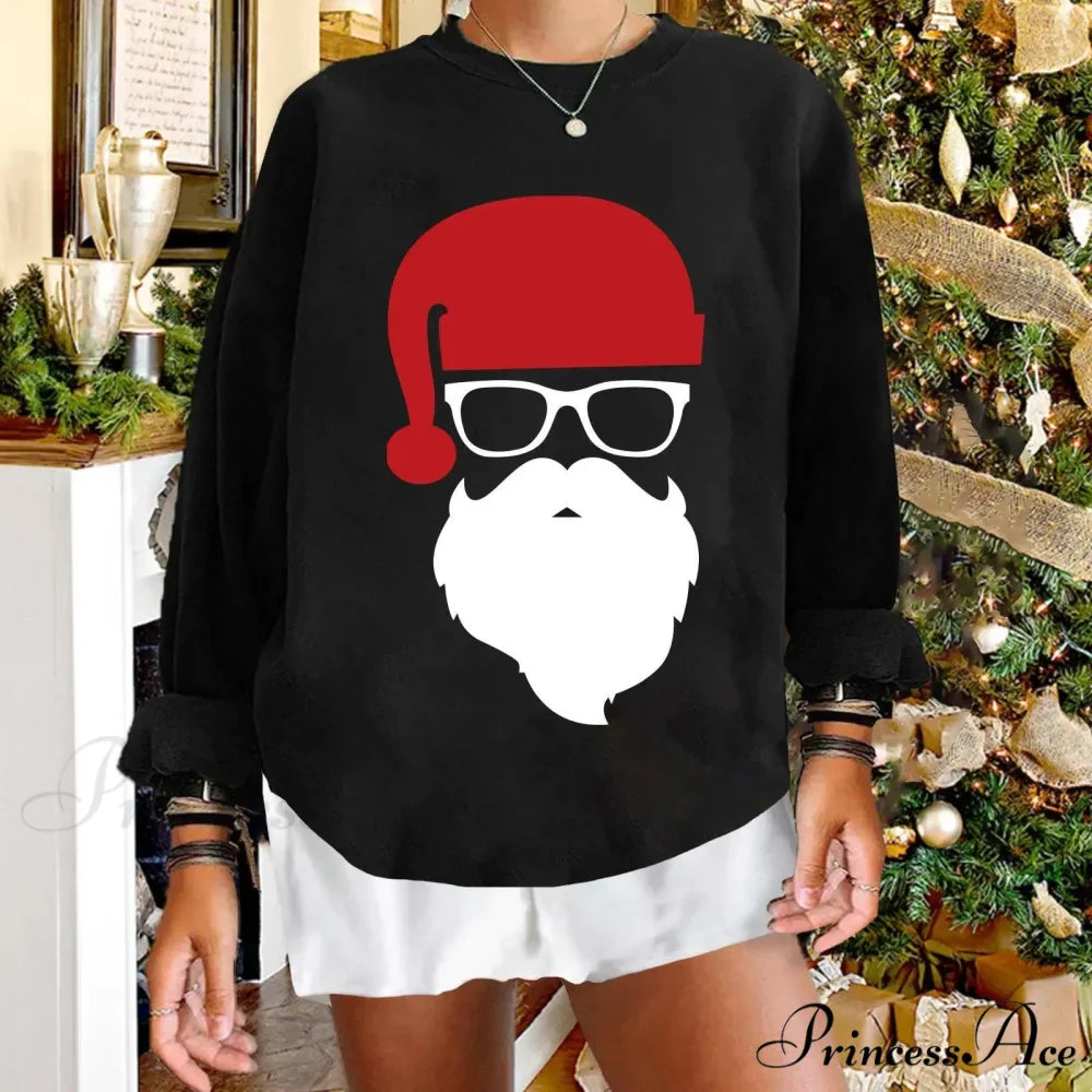 Grid Pattern Cartoon Winter Warm Hooded Crewneck Christmas Hoodie