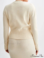 Grooved Lengthy Sleeve Button Cardigan