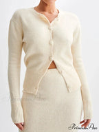 Grooved Lengthy Sleeve Button Cardigan