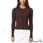 Grooved Slender Button-Up Extended Sleeve Cardigan