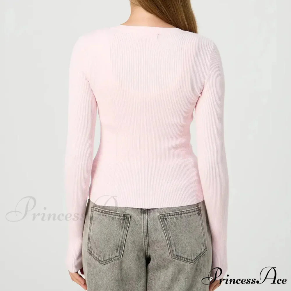 Grooved Slender Button-Up Extended Sleeve Cardigan