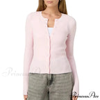 Grooved Slender Button-Up Extended Sleeve Cardigan