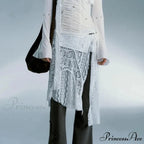 Grunge Lace Irregular Tulle Patchwork Streetwear Skirt
