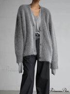 Hairy Button Extended Sleeve Cardigan