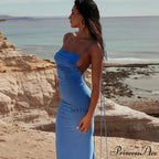 Halter Backless Ruched Elegant Sleeveless Split Summer-ready Midi Dress