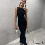 Halter Backless Ruched Elegant Sleeveless Split Summer-ready Midi Dress