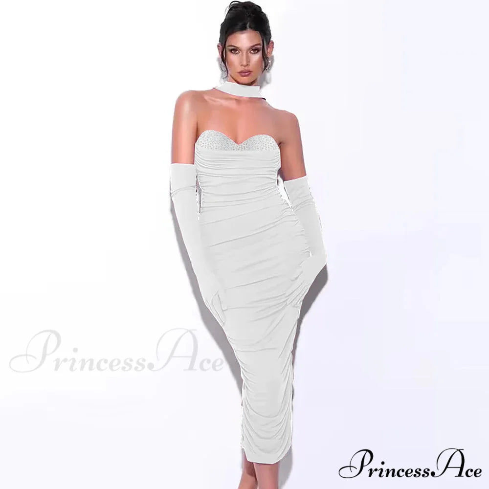 Halter Bodycon Ruffle Mesh Party Dress