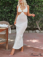 Halter Cowl Neck Bodycon Modern Party Mini Dress - Red