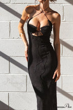 Halter Cutout Tie-up Dress with CrissCross Design