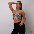 Halter Embellished Lace-Up Bandage Crop Formal Dress