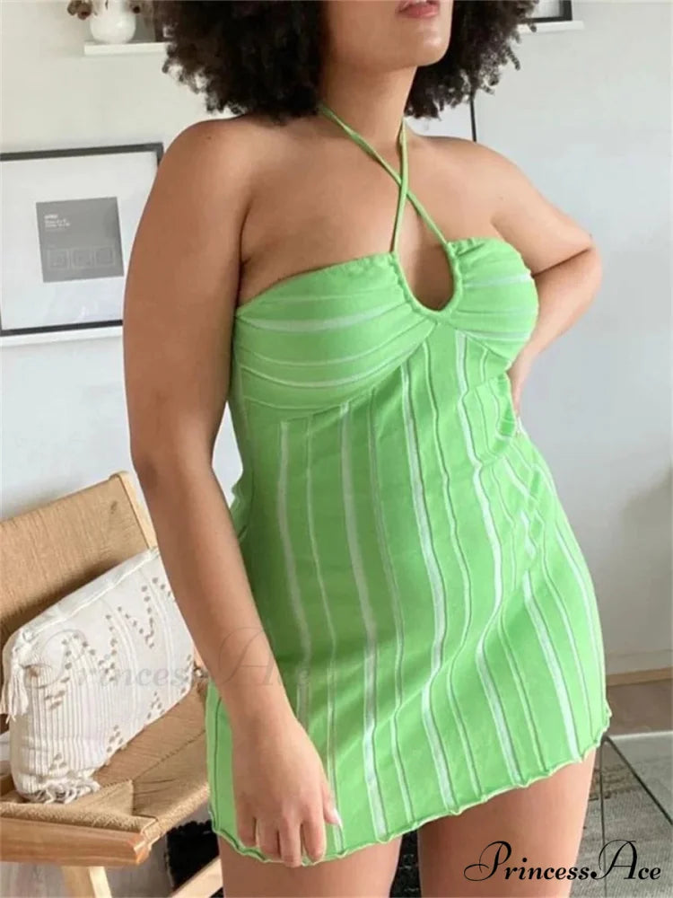 Halter Knitted Envelop Mini Dress