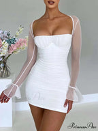 Halter Lace-Up Flower Mini Dress