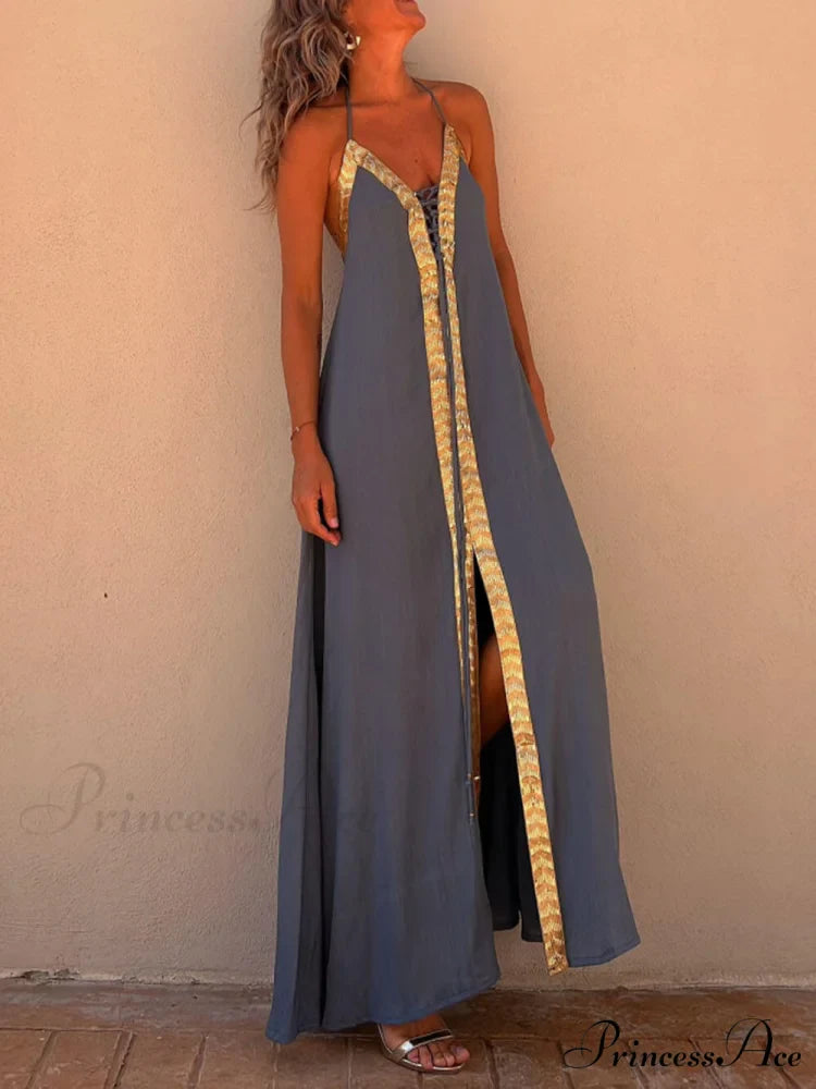 Halter Neck Casual Charming Resort Maxi Dress