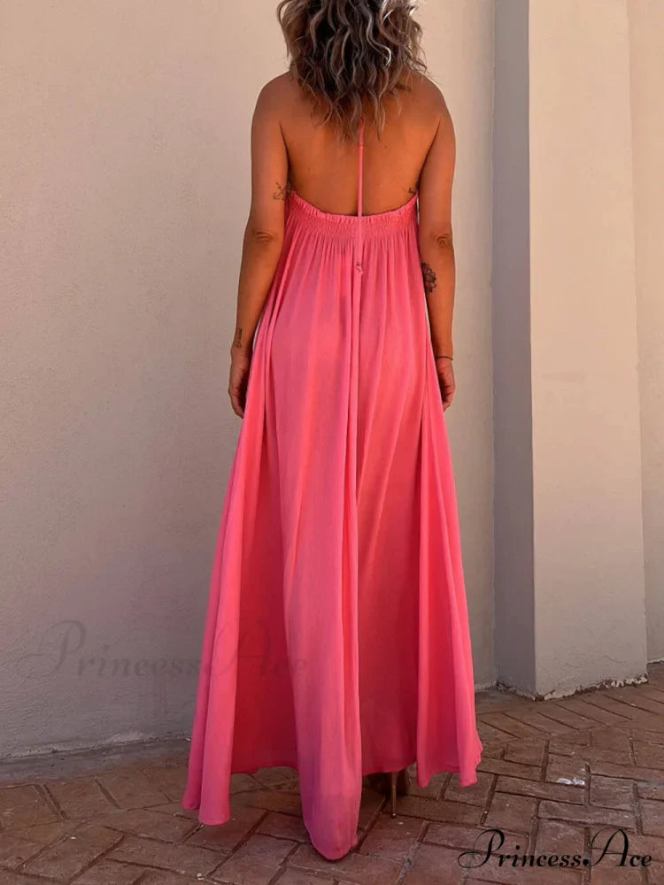 Halter Neck Casual Charming Resort Maxi Dress