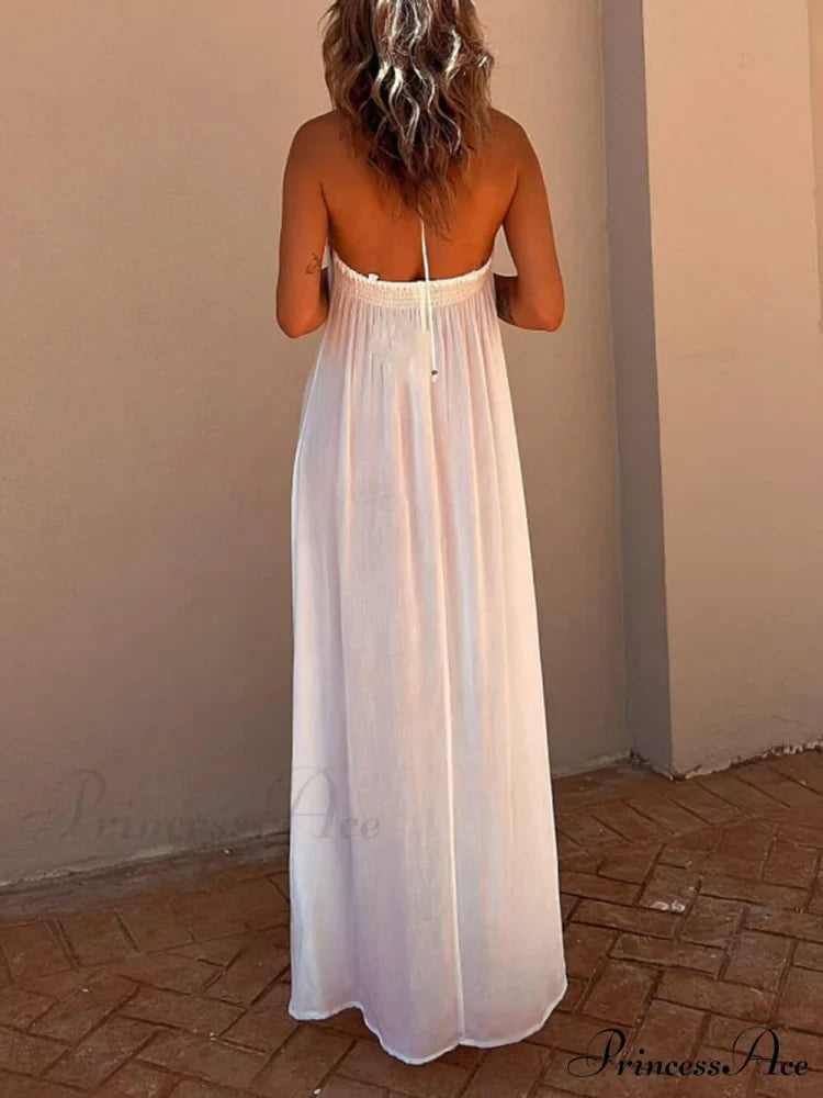 Halter Neck Casual Charming Resort Maxi Dress