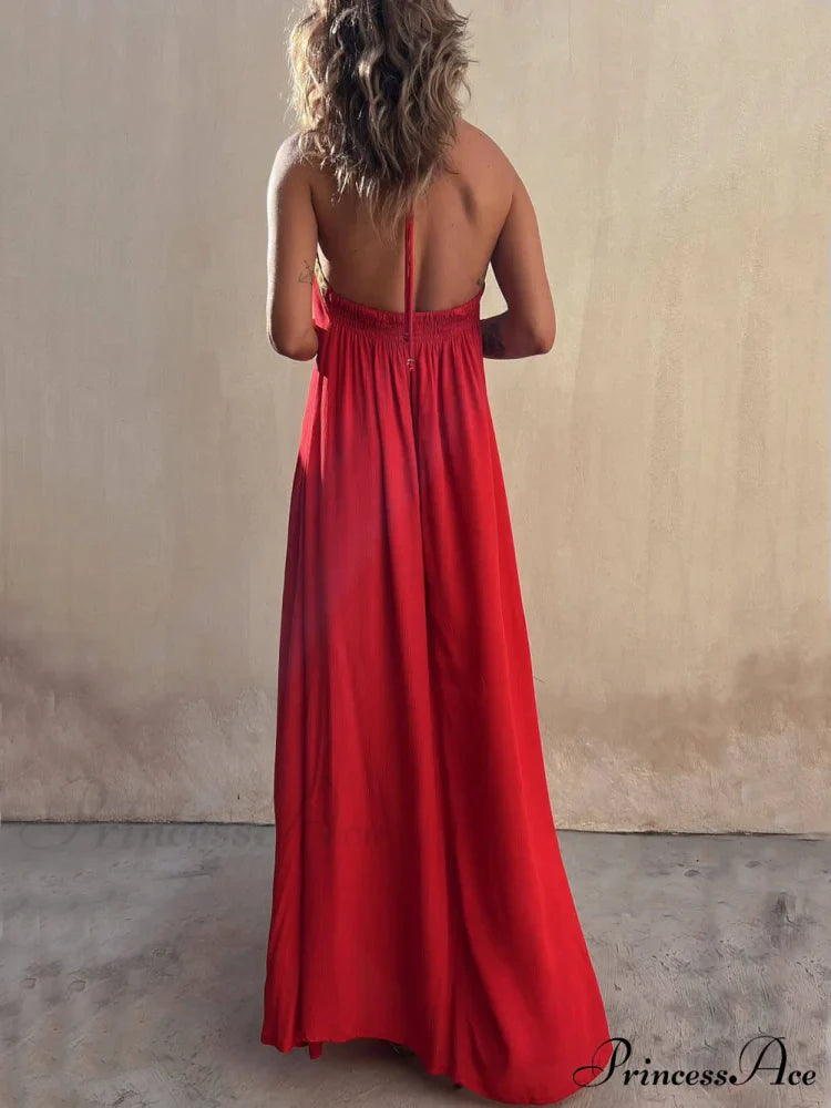 Halter Neck Casual Charming Resort Maxi Dress