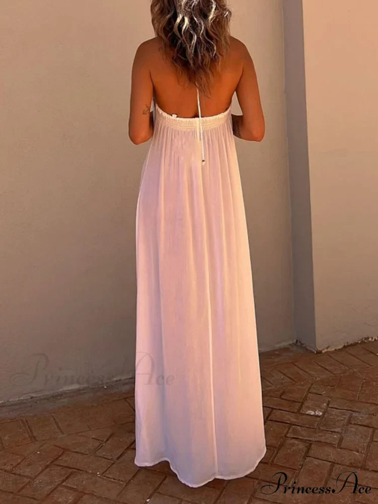 Halter Neck Casual Charming Resort Maxi Dress
