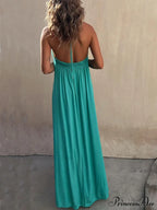 Halter Neck Casual Charming Resort Maxi Dress