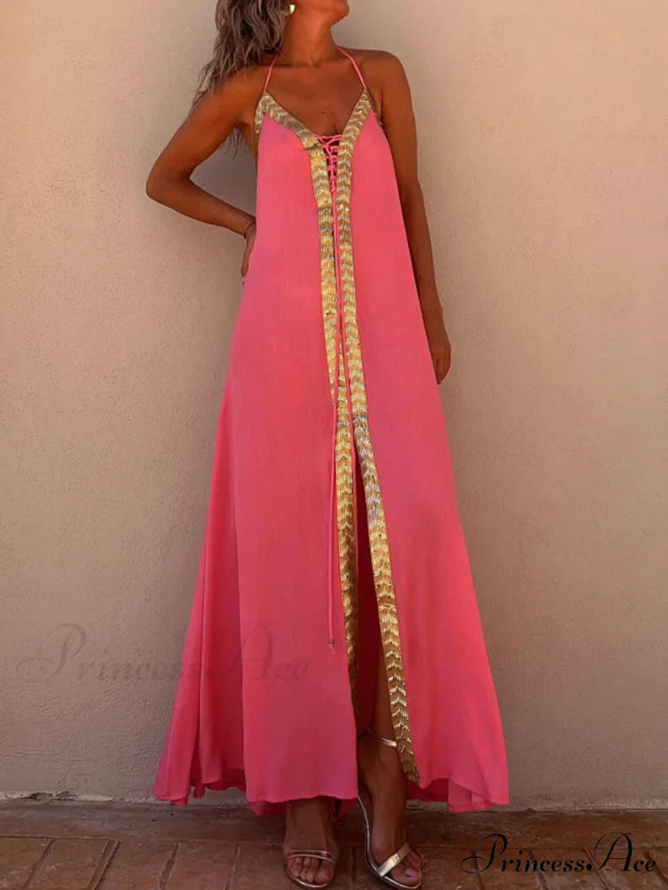 Halter Neck Casual Charming Resort Maxi Dress