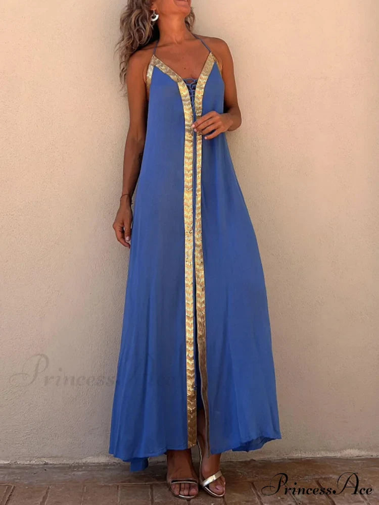 Halter Neck Casual Charming Resort Maxi Dress