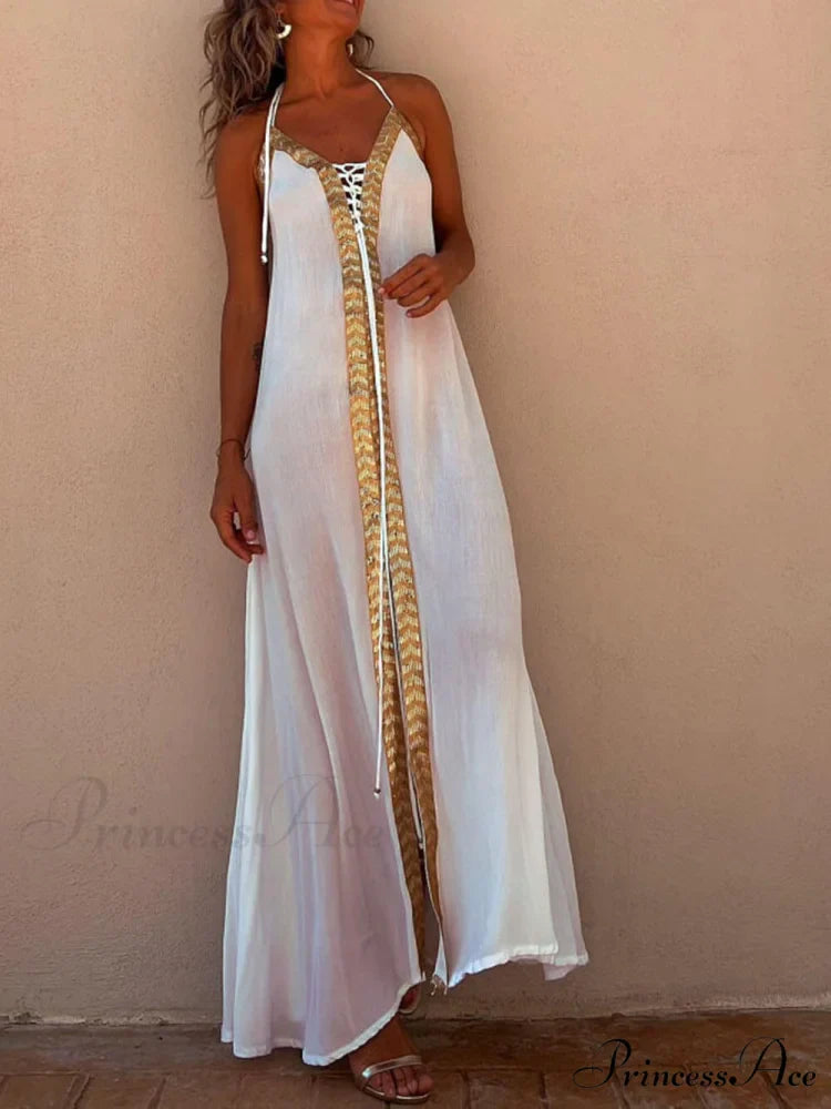 Halter Neck Casual Charming Resort Maxi Dress