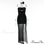 Halter Neck Out Backless Maxi Dress