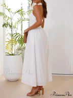 Halter Neck Waist Little Graceful Black Dress Mid Length Dress