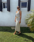 Halter Plunge V Neck Dress