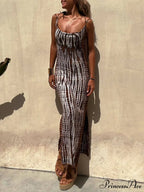 Halter Print Stylish Backless Midi dress