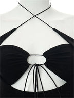 Halter Sexy Backless Hollow Out Tie Up Women Sleeveless Summer Club Party Outfits Vestidos